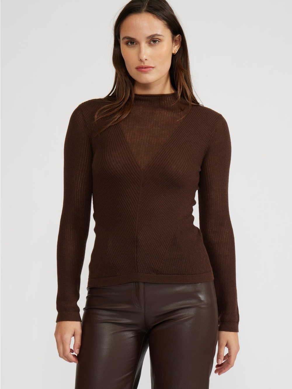 LUCY PARIS MARTIN KNIT TOP- ESPRESSO